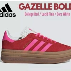Adidas Gazelle Bold Sneakers - Red, Pink, White